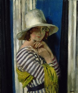 縞模様のドレスを着たホーン夫人、1912年 作： William Orpen