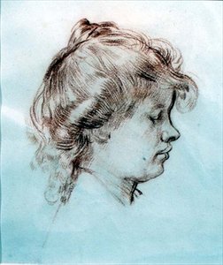 オーガスタス・ジョンの妻、アイダ・ネットレスシップの肖像（赤チョーク） 作： William Orpen
