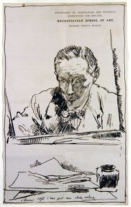鏡を見る自画像」（紙にペンとインク） 作： William Orpen