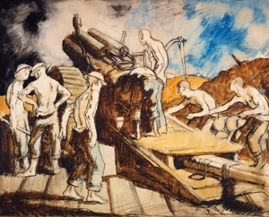 榴弾砲の動作、1917年頃 作： William Orpen