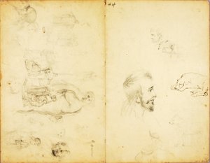 (研究--説教するキリスト、槍を持つ男など）。 作： William Page