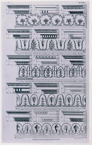1788年にウィリアムペイン（c.1730-c.1790）によって出版されたコーニスのデザイン。 1783黒と白の彫刻 作： William Pain