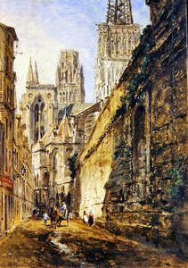 ルーアン大聖堂 1860年頃 （油彩・紙・板貼り） 作： William Parrott