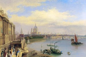 サマセットハウスからのテムズ川とセントポール大聖堂 作： William Parrott