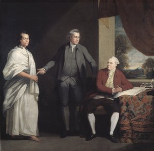 オマイ、ジョセフ・バンクスとダニエル・ソランダー博士、1775年頃（油彩・キャンバス）