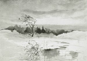 水と吹きさらしの木のある風景 作： William Parsons Winchester  Dana