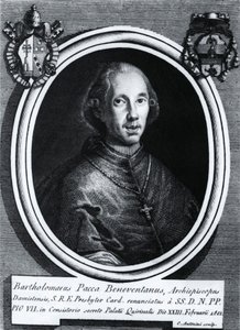 イタリアの枢機卿、バルトロメオ・パッカ（1756-1844）の肖像、エングレービング 作： Nicolas Toussaint Charlet