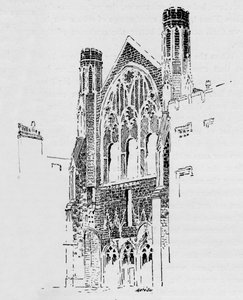 セントステファンズチャペルの東正面、1834年の火災後、c1897に出現 作： William Patten