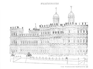 イニゴジョーンズの提案された宮殿の水辺の標高、c1897 作： William Patten