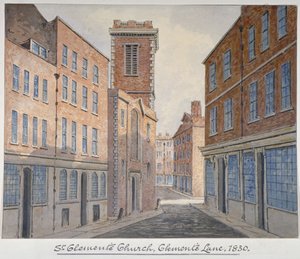 シティ・オブ・ロンドン、イーストチープのセント・クレメント教会、1830年 作： William Pearson
