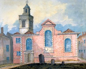 シティ・オブ・ロンドンのセント・アンとセント・アグネスの外観図、1810年頃    