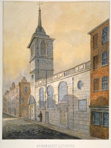 1815年、ロンドンのシティにあるセント・マーガレット・ロスベリー教会の南東方向の眺め。                         