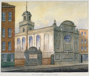 1815年、ロンドンのシティ、コールマン・ストリートにある聖ステファン教会の南東方向の眺め 作： William Pearson