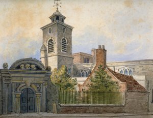 シージング・レーンからハート・ストリートのセント・オレーヴ教会を見る（1815年、シティ・オブ・ロンドン