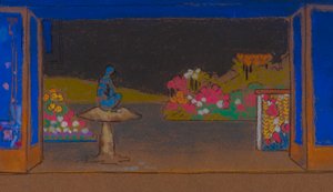 花の庭（『アリス・イン・ワンダーランド』の舞台美術、1915年） 作： ウィリアム・ペンハロウ・ヘンダーソン
