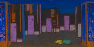 扉のあるホール（『アリス・イン・ワンダーランド』のセット・デザイン、1915年） 作： William Penhallow Henderson