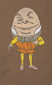 アリス・イン・ワンダーランド」のハンプティ・ダンプティの衣装デザイン（1915年）。