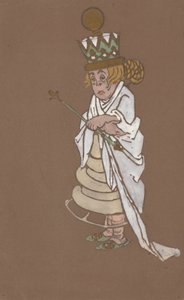 アリス・イン・ワンダーランド1915」の白の女王の衣装デザイン。 作： William Penhallow Henderson