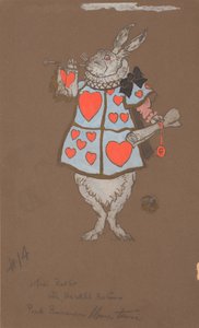 ヘラルドの衣装を着た白ウサギのコスチュームデザイン。 作： William Penhallow Henderson