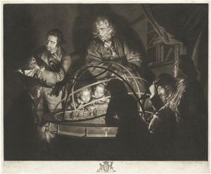 天球儀について講義する哲学者 作： William Pether after Joseph Wright