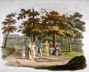 1812年、ロンドン、ウェストミンスター、ハイド・パークの飲料水用井戸の風景