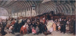 ウェーバリーブックカンパニーリミテッド発行のイギリス人のカッセルの歴史からの鉄道駅、1940年頃 作： William Powell Frith