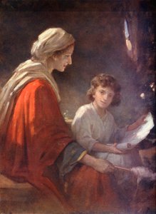 マリアと幼子イエス、ルカ2、39、40（カラーリトグラフ） 作： William Pratt