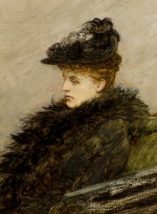 羽毛製の襟巻、1892年頃（キャンバスに油彩） 作： William Quiller Orchardson