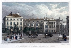 セントアンドリュースプレイス、リージェンツパーク、ロンドン、1828年。 作： William Radclyffe