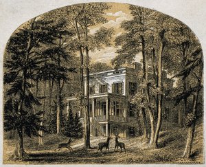 ジェームズ・ジョン・オーデュボンの家 "Mniesland" , pub.C 1861 (木版画)