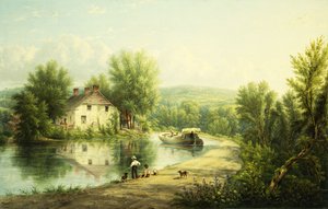 ロンドアウト運河沿い、ローゼンデール、1886年から87年 作： William Rickarby Miller