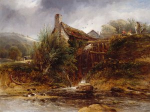 北ウェールズのオールド・ウォーター・ミル、1830-1860年。 作： William Roberts