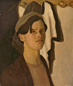 自画像（大きな絵の断片）（キャンバスに油彩） 作： William Rothenstein