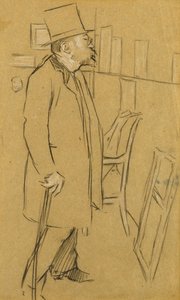 目利き - おそらくモンスの肖像画。 ジュリアン、1890年頃（紙に木炭と白チョーク） 作： William Rothenstein