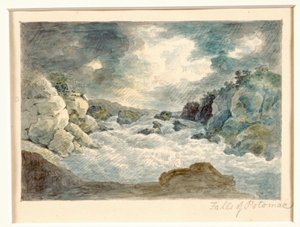 ポトマックの滝、c.1800-10（紙に鉛筆と水彩） 作： William Russell Birch
