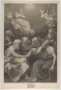 教会の医師たちは、本や文書を参照し、聖母を熟考しています..., 1785 作： William Sharp