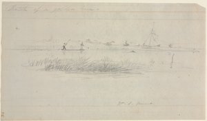 ニューヨーク州ロングアイランドのセタウケットでウナギのスピアリング 作： William Sidney Mount