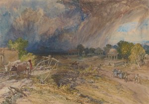 砂嵐がやってくる、ラージプータナのジェイポア付近 作： William Simpson