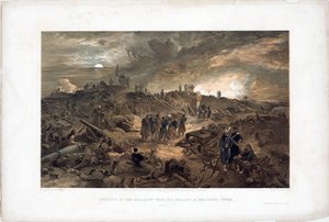 クリミア戦争 (1853-1856): 1855 年 9 月 8 日、マラコフの塔を占領した後、廃墟の中にいるフランス軍、セバストポル (ウクライナ) の包囲のエピソード (1855 年 9 月 8 日のマラコフの占領後) - ウィリアム・シンプソンによるリトグラフ(18 作： William Simpson