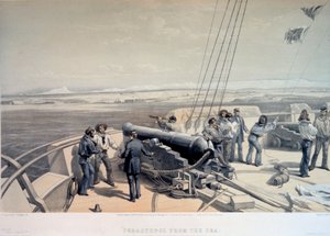 海から見たセヴァストポリ、1855年。 作： William Simpson