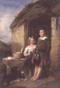 ボティの玄関に立つハイランドの子供たち 作： William Simson