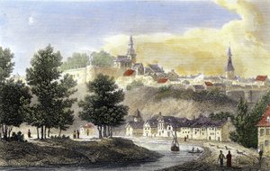 ディナン博物館に保存されているスケルトン作のディナン（コート・ダルモール）の眺め（19世紀）。 作： William Skelton