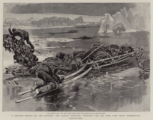 旅の深刻な災難、セシル・ハームズワース近くの氷を突き破るそり 作： William Small