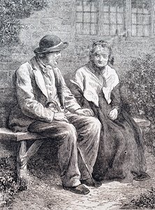 老夫婦。イギリスのイラストレーター、ウィリアム・スモール(1843-1929)によるもの。1880年（彫刻 作： William Small