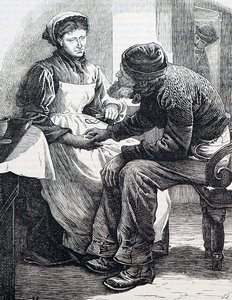 老夫婦。イギリスのイラストレーター、ウィリアム・スモール(1843-1929)によるもの。1880年（彫刻 作： William Small