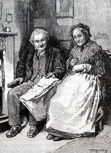 老夫婦。イギリスのイラストレーター、ウィリアム・スモール(1843-1929)によるもの。1880年（彫刻 作： William Small