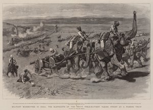 インドでの軍事作戦、追い越し列車で恐怖を感じる重戦車バッテリーの象