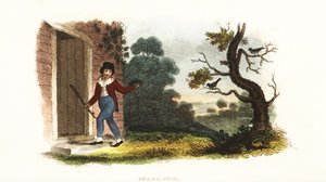 実験でスズメの子供の巣を親から奪った少年時代のWilliam Smellie氏 作： William Smellie