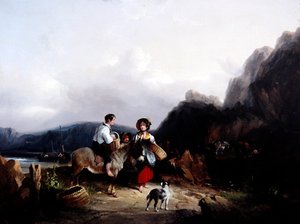 海岸線の風景（油彩・キャンバス） 作： William Snr. Shayer