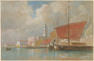 ヴェネツィアのモロ川沿いの船積み 作： William Stanley Haseltine